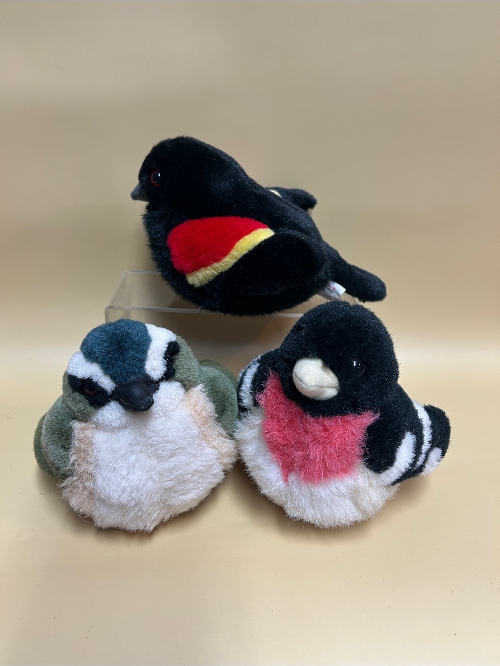 Wild Republic Audubon K&M Plush Toy Bird lot 3 Red Wing Robin Chickadee w/sound
